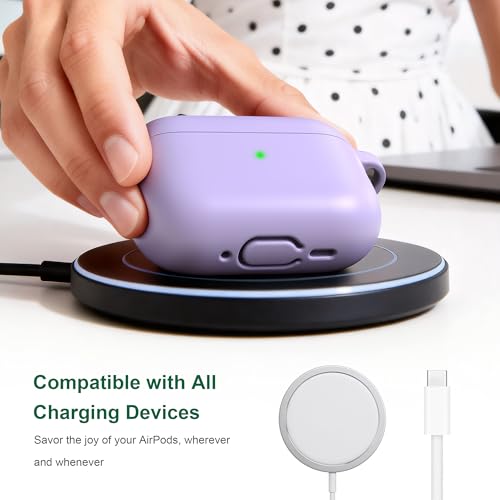 Image of R-fun for AirPods Pro 3rd Generation Case with Cleaner Kit, Soft Silicone Protective Case Cover for Apple AirPod Pro 3 for Women Men, AirPods Pro Case Accessories with Keychain, Banana Violet