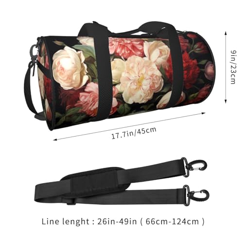 Travel Duffle Bag Weekender Bags for Men Women with Shoe Compartment Large Capacity Weekender Overnight Bag Bowl with Peonies and Rose Carry On Tote Bags Sport Gym Bag for Travel Yoga2
