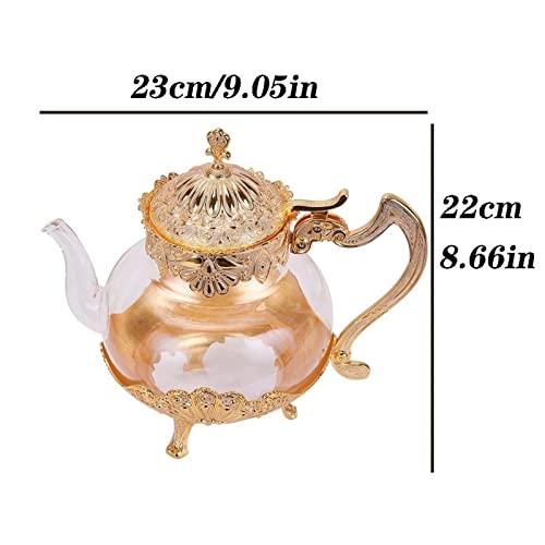 Théière en verre doré 1000ml bouilloire décoration table