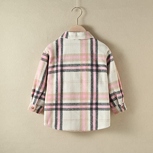 Kids Baby Plaid Shirt Jacket Casual Lapel Long Sleeve Button Jacket with Breast Pockets for Toddler Boys Girls3