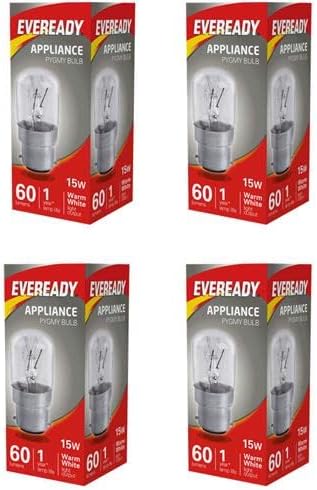 Eveready 4 x 15W Pygmy Light Bulbs, Bayonet Cap B22 BC B22d 240v, Clear Sewing Machine/Appliance Lamps/Night Light/General Purpose lightbulbs, Mains 240V - [EU SPECIFICATION: 220-240v]