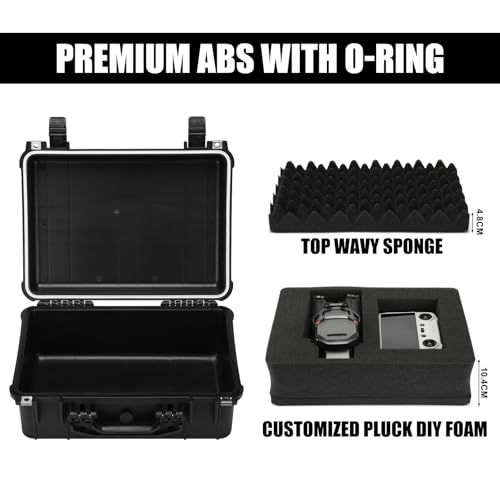 Image of Mayouko 16 inch Waterproof Plastic Toolbox with Foam Insert, 16 inch x 13.2 inch x 7 inch, IP67 Lockable Storage Box, Customizable Foam, Shockproof Hard Case Weatherproof Container, Protective Hard Camera Case