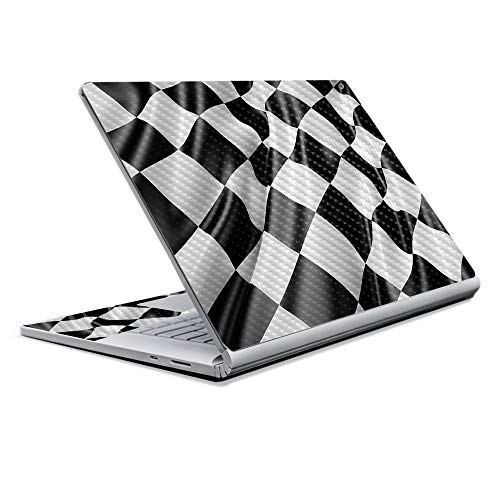 Image of MightySkins Carbon Fiber Skin for Microsoft Surface Book 2 13 inch (2017) - Race Flag,Protective, Durable Textured Carbon Fiber Finish,Easy to Apply, Remove, and Change Styles,