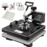 Dollate 15x15 Heat Press Machine 5 in 1 Bundle T Shirt Printing Swing Away Pressing Vinyl Sublimation HTV Hot Teflon Transfer Accessory Printer Combo by Tshirt,Hat,Tumbler,Plate,Mug,Cloth Maker 1400W