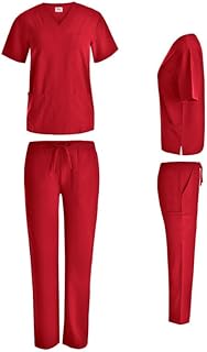 Women and Men Stretch Scrubs Set Medical Scrubs Top and Cargo Pants