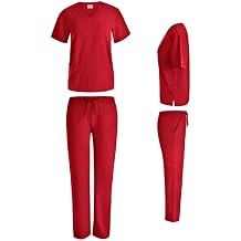 Women and Men Stretch Scrubs Set Medical Scrubs Top and Cargo Pants