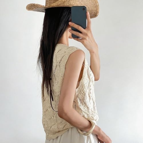 Chalecos de crochet para mujer con cuello en V y botones 7