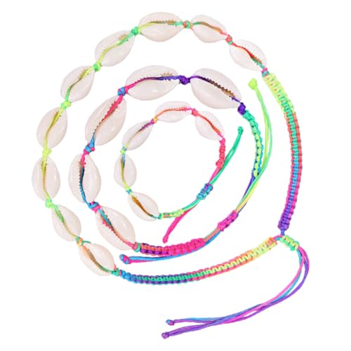 Collier ras du cou coquillage et bracelets de cheville tressés pour femmes