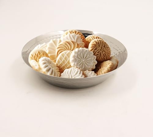 Image of Spillbox Stainless Steel Hammered Parat l|Quarter Plates| Snack Plate|Nasta Plate| Dessert Plate Set| Side Dish Plate |Mirror Finish| BPA Free- Hammered Parat Plate (Small)