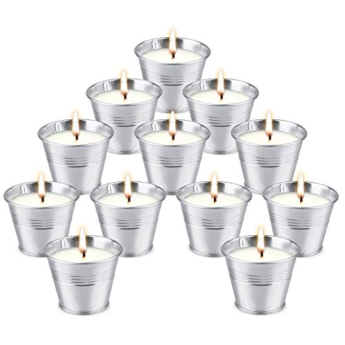 SUPERSUN 12 Velas de Citronela para Exterior Interior, Velas Aromaticas de Soja con Aceite de Citronela 120-180 Horas Ardientes para Jardín, Exterior, Interior