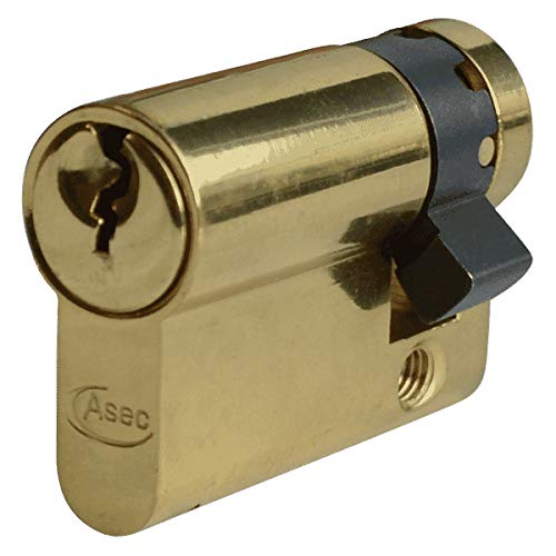 Asec Euro Half Cylinder With Adjustable Cam - 6 Pin - 45mm (35/10) Polished Brass