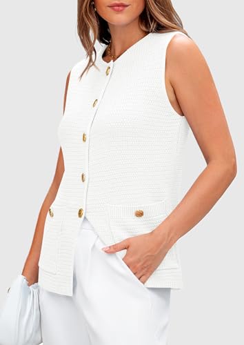 Image of PRETTYGARDEN Women's 2026 Spring Sweater Vest Sleeveless Button Down Knit Cardigan Tank Tops Summer Business Casual Outfits