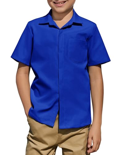 Image of Arshiner Boys Short Sleeve Dress Shirts Solid Button Down Shirts