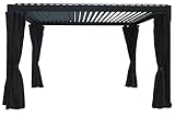WEIDE - Vorhang-Set (4 TLG. mit Vorhangschiene) für Voll-Aluminium Pavillon Weide und Sorara Mirador, Pergola, Sonnenschutz, Sichtschutz, Gardinen (3 M x 4 M, Anthrazit)