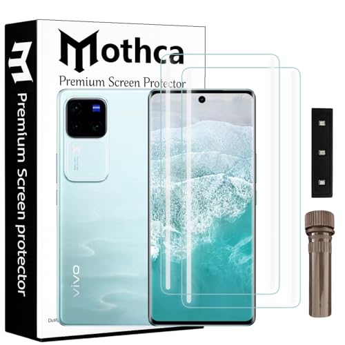 Image of Mothca Curved UV Tempered Glass Screen Protector for Vivo V30 / V30 Pro | Transparent | Pack of 2 | Borderless Full Screen Coverage with UV Installation Kit