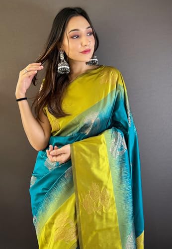 Image of SGF11- Women's Kanjivaram Woven Soft Silk Saree With Blouse Piece