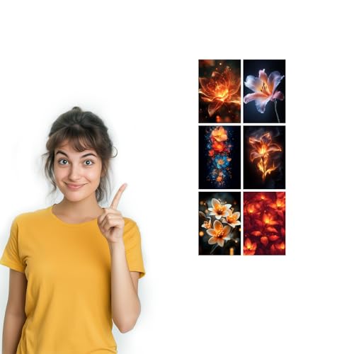 Image of SiddArtify Floral Wall Art Poster Print Set - Modern Flower Prints for Living Room Bedroom Office Decor - Set of 2-4x6 Inch - Board (Pack of 6) - Sticker (Pack of 6)