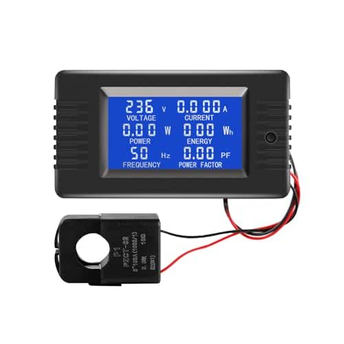 AC Power Meter 80-260V 100A, Hardwired LCD Energy Monitor with