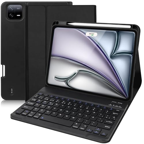 WINCHKING Funda iPad Air 13 con Teclado, Teclado Bluetooth para iPad Air 13 Pulgadas (M2) 2024, Teclado QWERTY, Negro