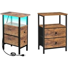 LOAKEKEL Night Stand, Nightstand with 2 Fabric Drawers for Bedroom