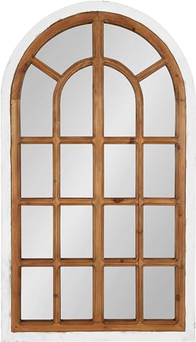 Image of JL Home Decor Arch Decorative Wall Mirror Frame | Carved in Solid Hard Wood | Vintage for Bedroom | Dining Room | Living Room | Wall Decor | 95X55cms (White)