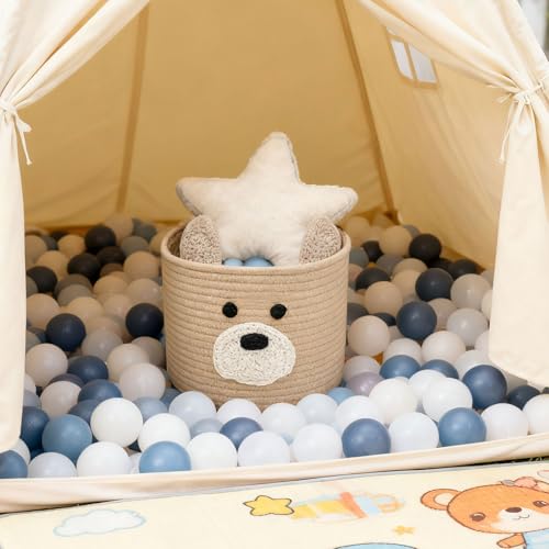 Image of Bear Basket for Nursery, Baby Shower Baskets, Baby Baskets for Kids Toy, Laundry Hamper, Storage Basket for Children Plant Pet Gift Indoor Corner 10 inch D x 8 inch H (Brown)
