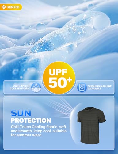 GEMYSE Men's Running Short Sleeve Shirt Sun Protection Quick Dry Moisture Wicking T-Shirts UPF 50+ for Workout2