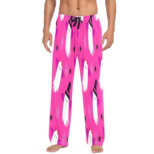 Qilmy Halloween Ghosts Men's Cotton Pajama Pants, Lightweight Lounge Sleepwear with Drawstring and Pocket2