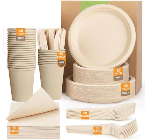 Inanna 350 Pcs Disposable Eco-Friendly Dinnerware Set