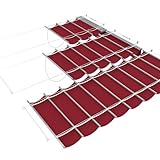 TANG 4' X 12' Retractable Pergola Shade Cover Replacement Waterproof Canopy Shade Covers for Deck Porch Patio Wave Shade Sail Removable with Hardware Wire Cable(Red)