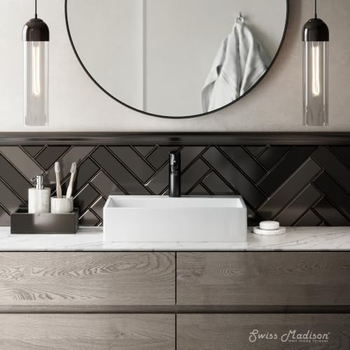 Swiss Madison SM-VS203 Claire 20" Rectangle Vessel Sink, Glossy White by Swiss Madison - Used condition - Image 4