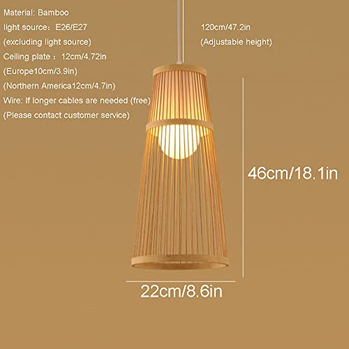 Lámpara colgante de bambú natural estilo zen industrial E27 para comedor 4