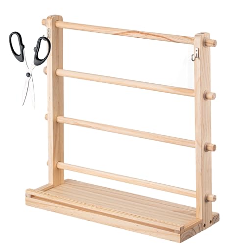 Porte-ruban, support de bobine en bois à 4 niveaux, étagère de rangement pour l'artisanat de la, organisateur de stand de ruban pour le magasin de fleurs à pâtisserie de salle d'artisanat