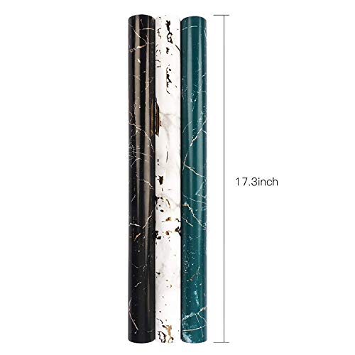 Maypluss Wrapping Paper Roll - Mini Roll - 17.3 Inch X 120 Inch Per Roll - 3 Different Marble With Gold Foil Design (43.2 Sq.ft.ttl) #TOP2