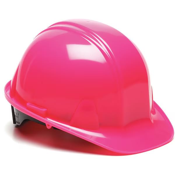Front Brim Hard Hat, Polyethylene, Type 1, Class E, Ratchet, Side Slots, Hi-Vis Pink, Mfr: 52LD05-A