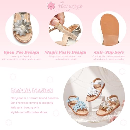 Image of Flaryzone Girls Sandals Open Toe Summer Flats Dress Sandals Shoes Toddler /Little Kid