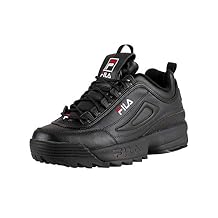 Fila Unisex Disruptor II Premium Leather Synthetic Black White Red Trainers 8.5 W / 7 M US