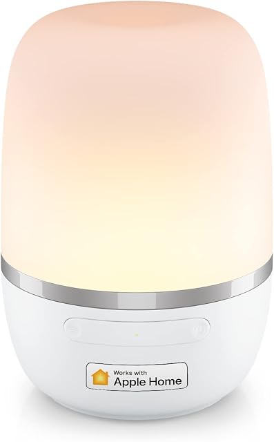 Lampka Nocna LED Wi-Fi Współpracuje z Apple HomeKit, Ściemnialna Nastrojowa Lampa Stołowa Meross do Sypialni, Salonu, Kompatybilna z Siri, Alexa, Google i Smartthings, z Kablem USB