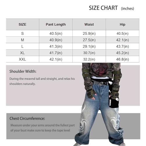 Men's Y2K Loose Jeans Retro Totem Print Gothic Pants high Waist Wide Leg Harajuku Hip-hop Pants3