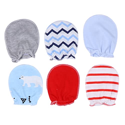 Newborn Mittens 6 Pairs Cotton Anti-Scratching Baby Gloves for Infants 0-6 Months Soft Protection for Baby's Face for Newborns and Infants