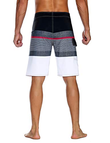 Image of unitop Men's Bathing Board Trunks Beach Shorts Holiday Hawaiian Colorful Striped