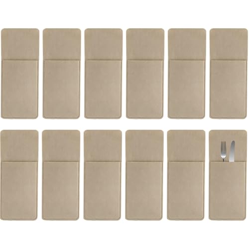 lurora2021 12 Stück Bestecktaschen aus Filz - Servietten Bestecktasche waschbar, Uni-Farben - Passend zu Tischsets, Tischdecken und Tischläufern...