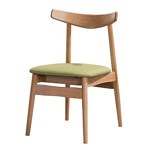 Tokyia norte de Europa Silla de comedor 2 sillas creativas de madera maciza Silla de comedor Tela Silla de café temáticas Sillas restaurante Alimentos Negociación silla de la cocina (Color: Verde, Tam