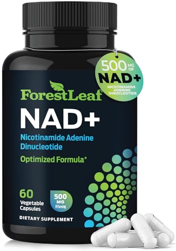NAD+ Supplement - 500mg of Pure NAD Plus for Energy, Focus, Skin & Anti-Aging Support - Gluten Free Non-GMO NAD Supplements for Women & Men (60 Count (Pack of 1))
