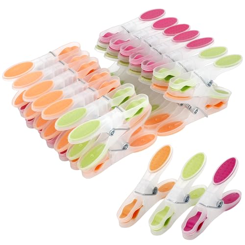Romon Pinzas Ropa, 30 Pinzas Ropa Que No Dejan Marca Pinzas Toalla Playa Antideslizantes, Ropa Clips Pinzas de Plástico Fuerte Resistentes al Viento para Toallas Ropa Interior Bragas Calcetines