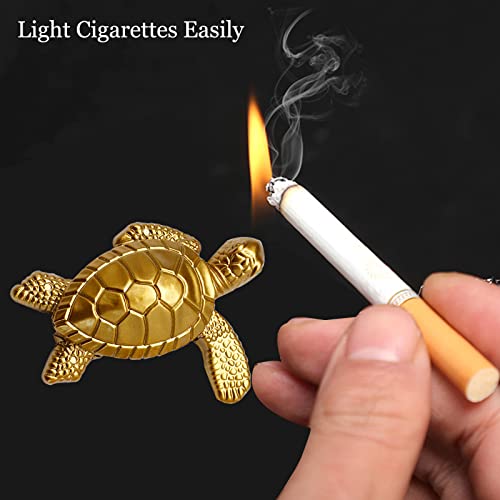 Torch Lighter, Creative Desktop Golden Turtle Butane Lighter, Cool Portable Gas Lighter, Adjustable Soft Flame Lighter, Refillable Butane Lighter For Outdoor Indoor Men Boyfriends Gift(Turtle) #TOP2