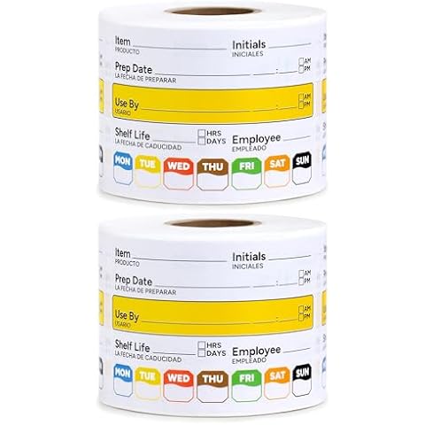 Restaurant Quality Shelf Life Food Rotation Labels, 2” x 3” Self-Adhesive Removable Freezer Food Labels Stickers, Perfect for Reusable Containers, Food Date Sticker (Large, Count, 2) Cover