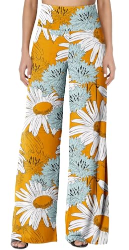 JZC Women's Palazzo Lounge Pants Stretchy Wide Leg Casual Pants Comfy High Waist Flowy Pants S-3XL