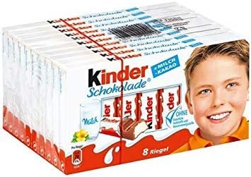 Kinder Chocolate Milk and Cocoa Chocolate 8 Bars Pack, TEN 100g/Bar