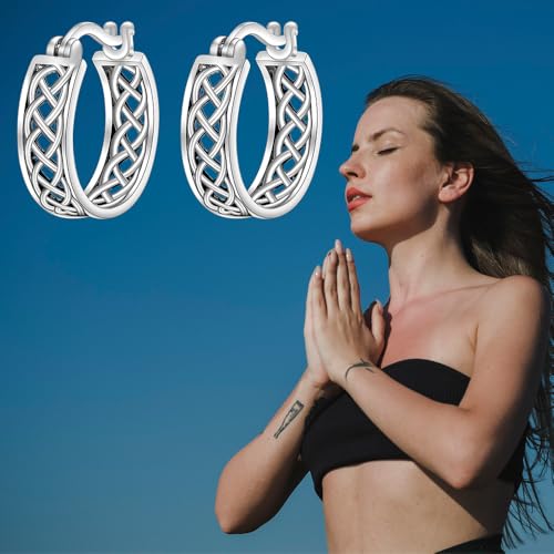 Celtic Earrings 925 Sterling Silver Celtic Knot Earrings for Women Hoop Luck Irish Celtics Jewelry Infinity Birthday Gift4